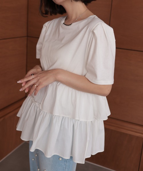 ドノバン♡タグ付き ドットフリルショルダーＴシャツ セール】ドットフリルショルダーTee（Tシャツ/カットソー