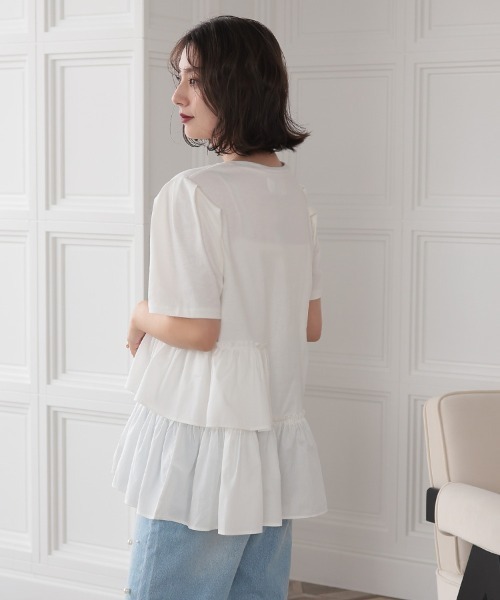 DONOBAN（ドノバン）の「フリルヘムTEE（Tシャツ/カットソー・レディース・ブラック/グレイッシュベージュ/ホワイト/ネイビー・FREE）」の9枚目の写真