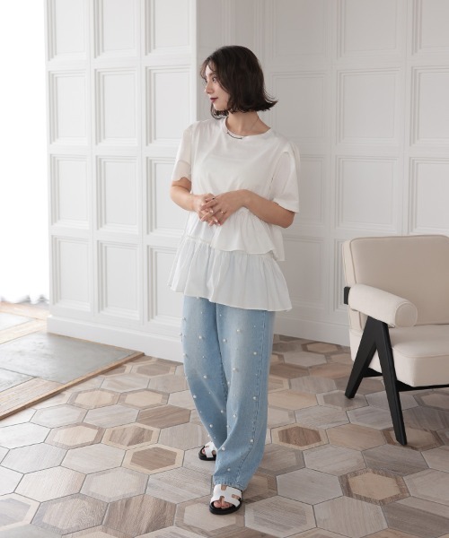 DONOBAN（ドノバン）の「フリルヘムTEE（Tシャツ/カットソー・レディース・ブラック/グレイッシュベージュ/ホワイト/ネイビー・FREE）」の10枚目の写真