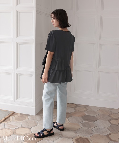 DONOBAN（ドノバン）の「フリルヘムTEE（Tシャツ/カットソー・レディース・ブラック/グレイッシュベージュ/ホワイト/ネイビー・FREE）」の11枚目の写真