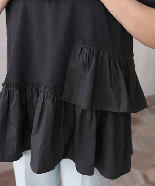 DONOBAN（ドノバン）の「フリルヘムTEE（Tシャツ/カットソー・レディース・ブラック/グレイッシュベージュ/ホワイト/ネイビー・FREE）」の20枚目の写真