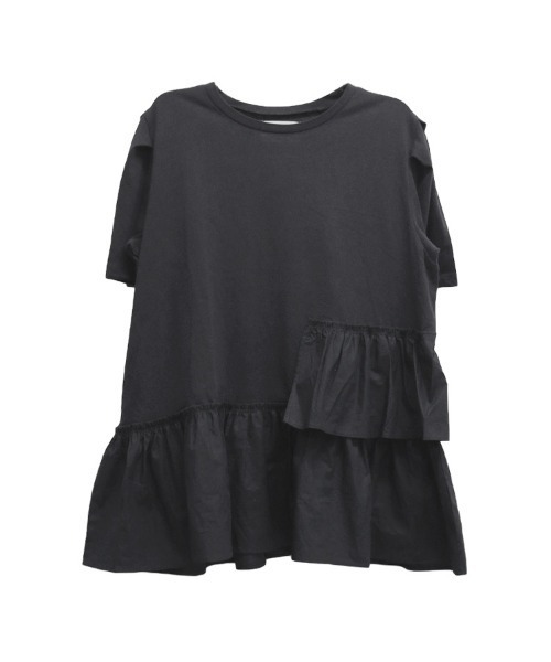 DONOBAN（ドノバン）の「フリルヘムTEE（Tシャツ/カットソー・レディース・ブラック/グレイッシュベージュ/ホワイト/ネイビー・FREE）」の21枚目の写真