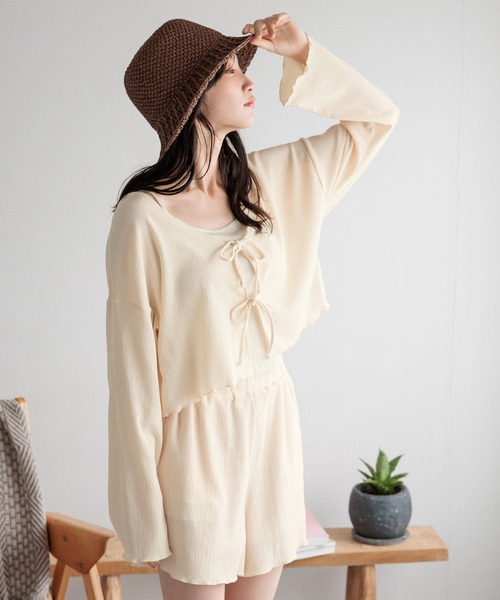 LOWRYS FARM（ローリーズファーム）の「オーシャンパシフィック／ラッシュヨウリュウショートパンツ 108715（ラッシュガード・レディース・ベージュ/ブラック・FREE）」の12枚目の写真