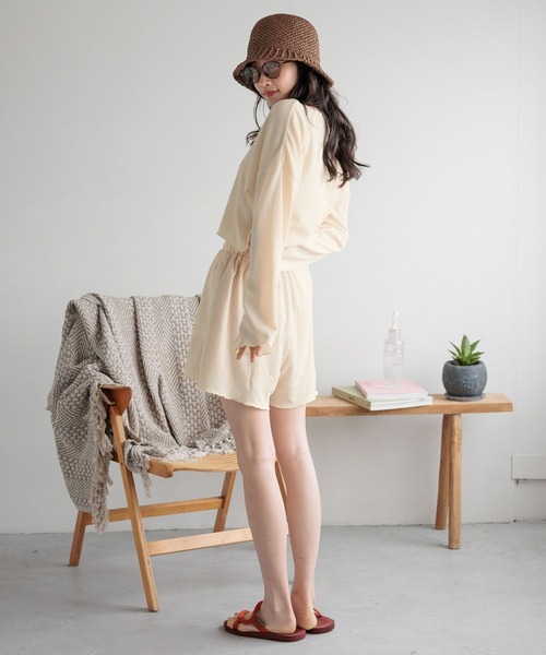 LOWRYS FARM（ローリーズファーム）の「オーシャンパシフィック／ラッシュヨウリュウショートパンツ 108715（ラッシュガード・レディース・ベージュ/ブラック・FREE）」の10枚目の写真