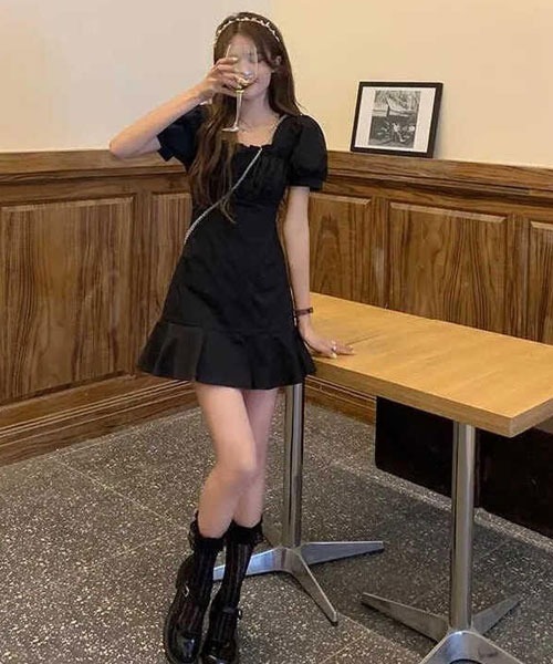 Mayree（メイリー）の「【Mayree】パフスリーブプリーツフリルワンピース（ワンピース・レディース・ピンク/ホワイト/ブラック・SMALL/MEDIUM/LARGE/X-LARGE）」の3枚目の写真