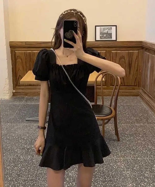 Mayree（メイリー）の「【Mayree】パフスリーブプリーツフリルワンピース（ワンピース・レディース・ピンク/ホワイト/ブラック・SMALL/MEDIUM/LARGE/X-LARGE）」の11枚目の写真