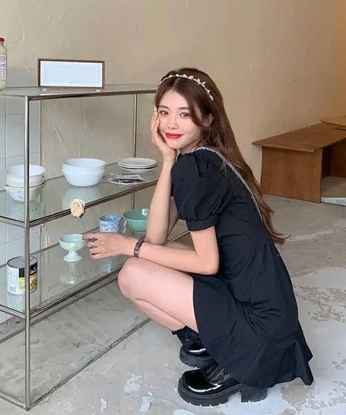 Mayree（メイリー）の「【Mayree】パフスリーブプリーツフリルワンピース（ワンピース・レディース・ピンク/ホワイト/ブラック・SMALL/MEDIUM/LARGE/X-LARGE）」の12枚目の写真