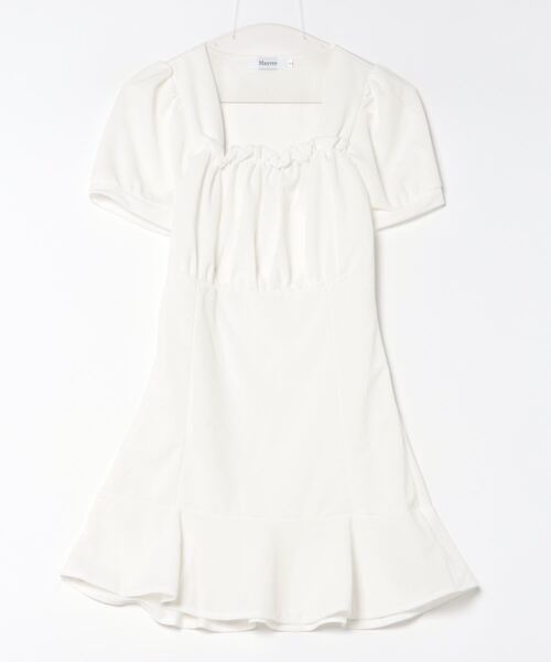 Mayree（メイリー）の「【Mayree】パフスリーブプリーツフリルワンピース（ワンピース・レディース・ピンク/ホワイト/ブラック・SMALL/MEDIUM/LARGE/X-LARGE）」の10枚目の写真