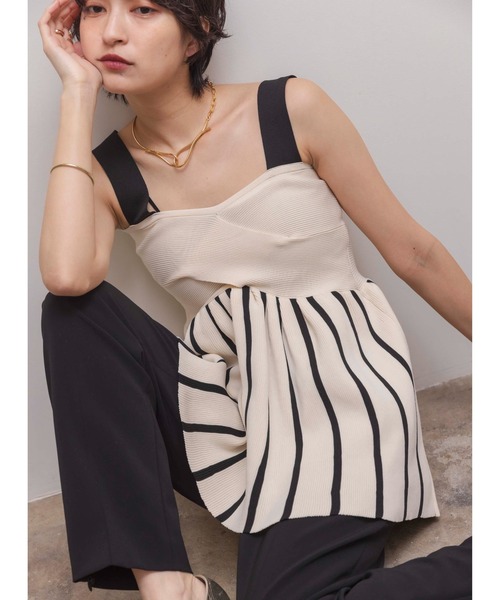 Eimee Law（エイミーロウ）の「カシュクールペプラムビスチェ（ベスト・レディース・アイボリー/ブラック/ダークベージュ・38）」の2枚目の写真