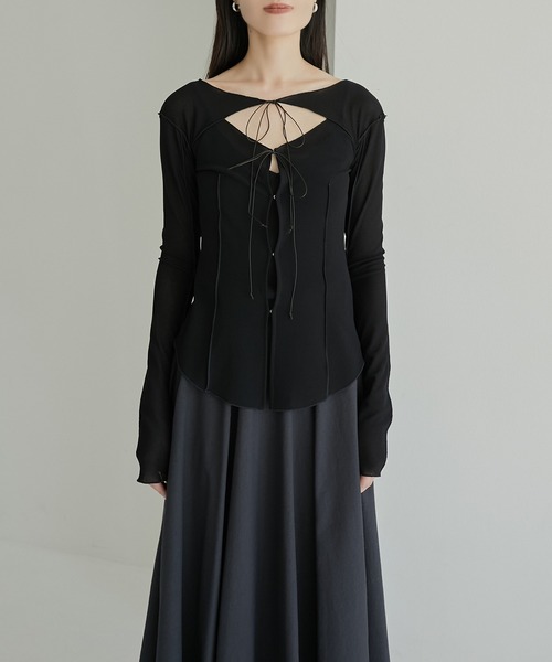 シアーボウトップス / Sheer Bow Top（Tシャツ/カットソー）｜LE