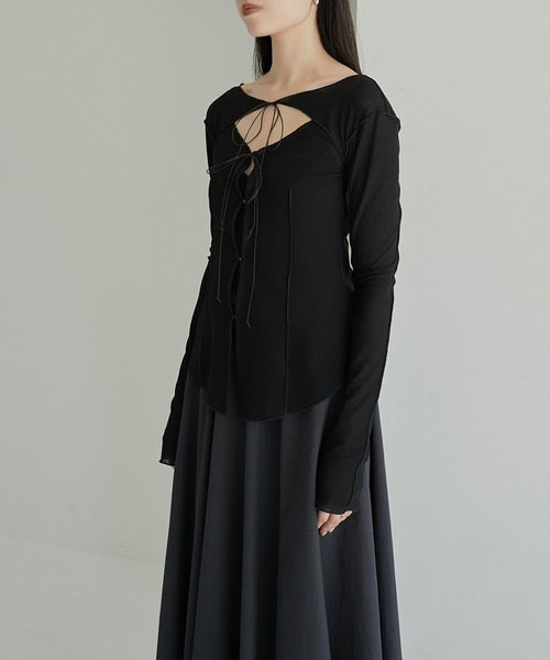 トップス LE CIEL BLEU Sheer Bow Top 36 トップス LE CIEL BLEU Sheer Bow Top 36 シアーボウトップス