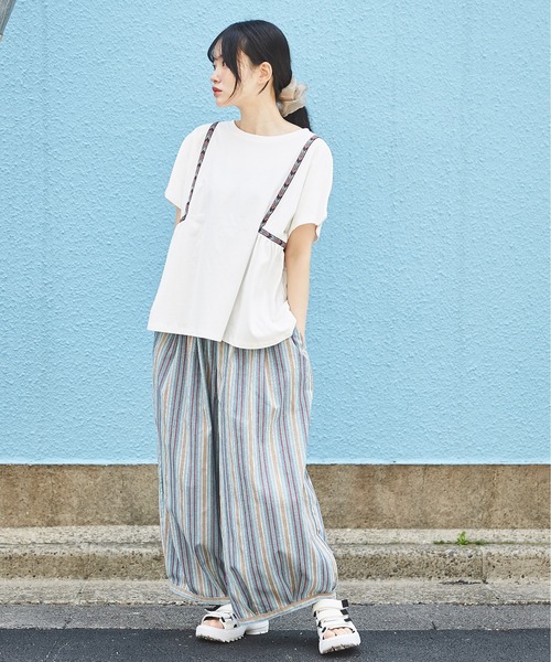 CUBE SUGAR(キューブシュガー)の「ストライプタックバルーンパンツ(その他パンツ・レディース・ブルー/カーキ/パープル/ネイビー/グリーン/レッド/ナチュラル・M)」の10枚目の写真