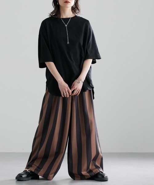 Soiunique（スワユニーク）の「配色ストライプワイドパンツ ［Soiunique］（その他パンツ・レディース・モカ/チャコール・M/L/LL）」の3枚目の写真