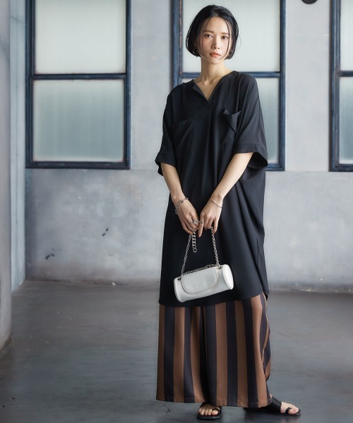 Soiunique（スワユニーク）の「配色ストライプワイドパンツ ［Soiunique］（その他パンツ・レディース・モカ/チャコール・M/L/LL）」の7枚目の写真