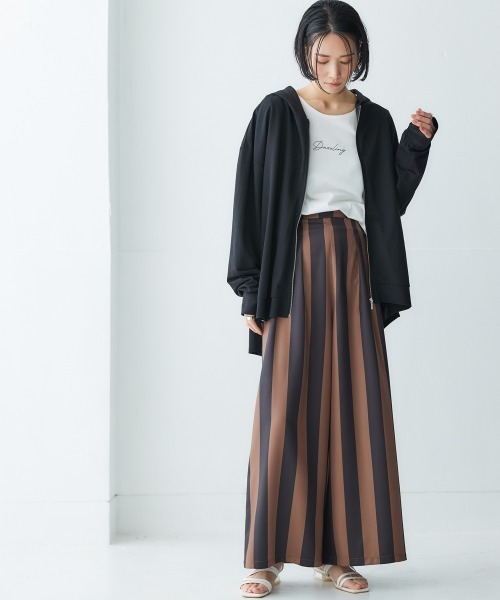 Soiunique（スワユニーク）の「配色ストライプワイドパンツ ［Soiunique］（その他パンツ・レディース・モカ/チャコール・M/L/LL）」の8枚目の写真