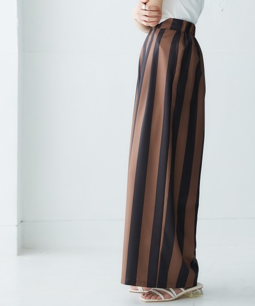 Soiunique（スワユニーク）の「配色ストライプワイドパンツ ［Soiunique］（その他パンツ・レディース・モカ/チャコール・M/L/LL）」の11枚目の写真