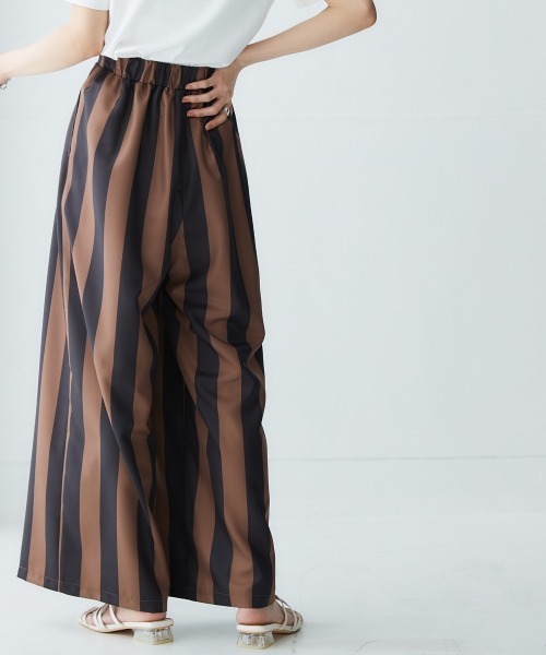 Soiunique（スワユニーク）の「配色ストライプワイドパンツ ［Soiunique］（その他パンツ・レディース・モカ/チャコール・M/L/LL）」の12枚目の写真
