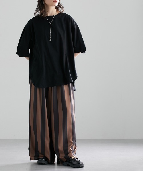 Soiunique（スワユニーク）の「配色ストライプワイドパンツ ［Soiunique］（その他パンツ・レディース・モカ/チャコール・M/L/LL）」の5枚目の写真