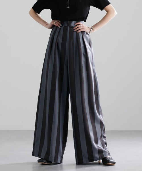 Soiunique（スワユニーク）の「配色ストライプワイドパンツ ［Soiunique］（その他パンツ・レディース・モカ/チャコール・M/L/LL）」の18枚目の写真
