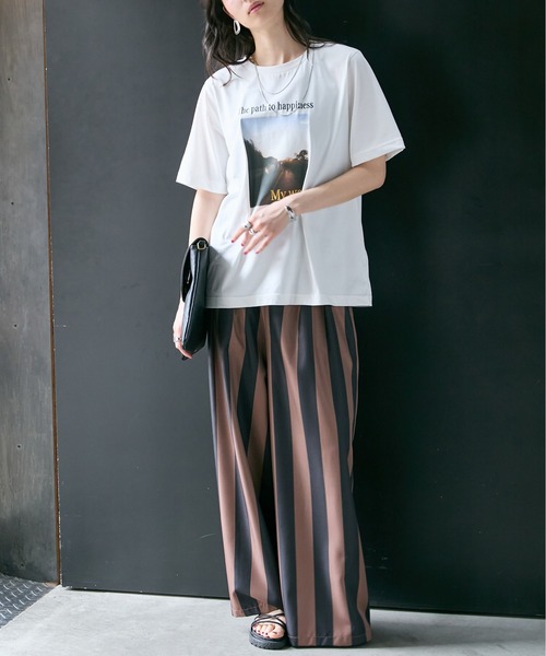 Soiunique（スワユニーク）の「配色ストライプワイドパンツ ［Soiunique］（その他パンツ・レディース・モカ/チャコール・M/L/LL）」の4枚目の写真