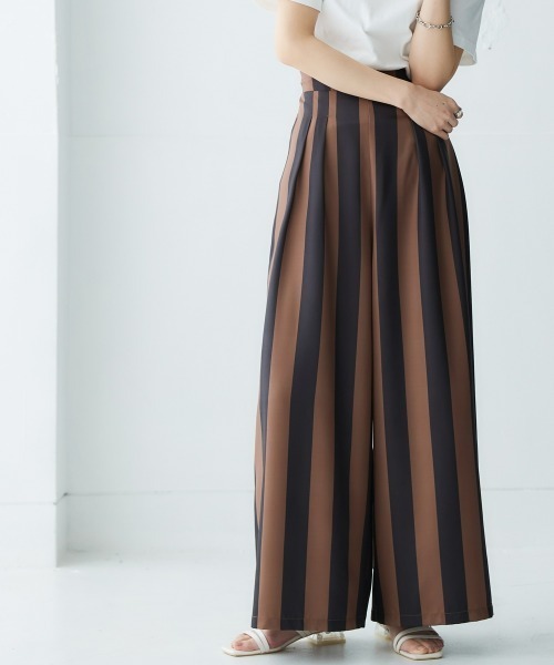 Soiunique（スワユニーク）の「配色ストライプワイドパンツ ［Soiunique］（その他パンツ・レディース・モカ/チャコール・M/L/LL）」の15枚目の写真