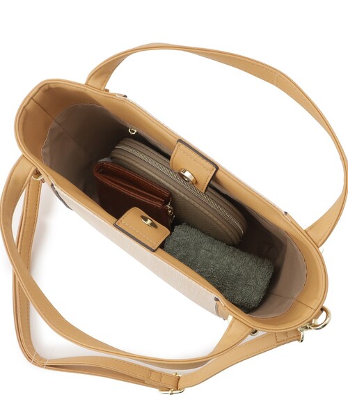 SHOO・LA・RUE（シューラルー）の「◆【2WAY】雑材風素材コンビトート（トートバッグ・レディース・ブラック/アイボリー/イエロー・00）」の16枚目の写真