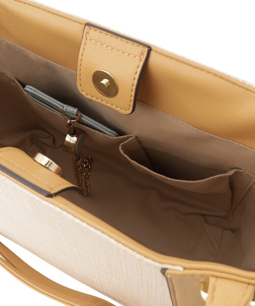 SHOO・LA・RUE（シューラルー）の「◆【2WAY】雑材風素材コンビトート（トートバッグ・レディース・ブラック/アイボリー/イエロー・00）」の6枚目の写真