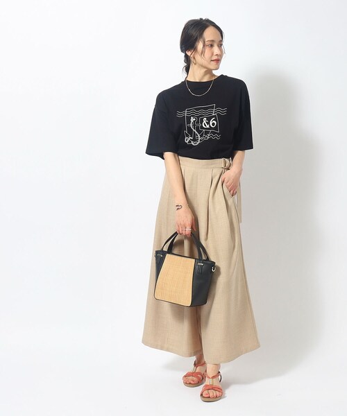 SHOO・LA・RUE（シューラルー）の「◆【2WAY】雑材風素材コンビトート（トートバッグ・レディース・ブラック/アイボリー/イエロー・00）」の4枚目の写真