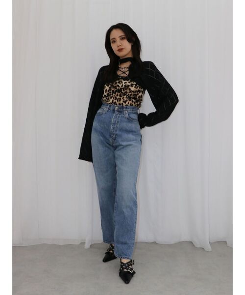 jouetie（ジュエティ）の「2wayレースアップクロップドニット（ニット/セーター・レディース・ブラック/アイボリー/レッド・MEDIUM）」の6枚目の写真