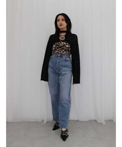 jouetie（ジュエティ）の「2wayレースアップクロップドニット（ニット/セーター・レディース・ブラック/アイボリー/レッド・MEDIUM）」の7枚目の写真