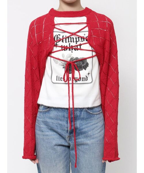 FACCIES 赤 レースアップ ニットセーター FACCIES 赤 レースアップ ニットセーター FACCIES ファッチーズ レース