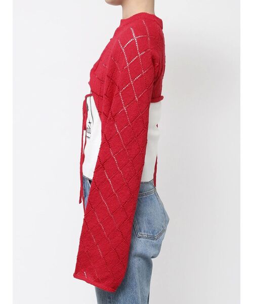 jouetie（ジュエティ）の「2wayレースアップクロップドニット（ニット/セーター・レディース・ブラック/アイボリー/レッド・MEDIUM）」の10枚目の写真