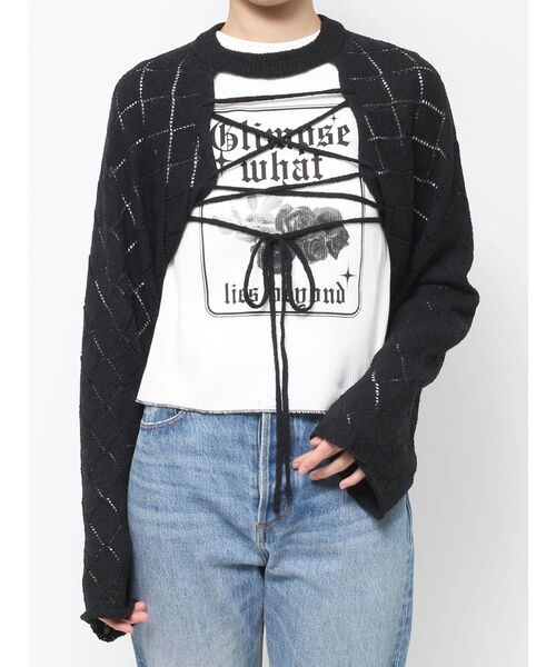 ニット セーター レースアップクロップドニット レディース GLAMOROUS JANE ニット セーター レースアップクロップド丈