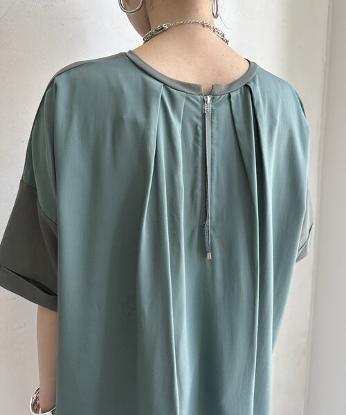DouDou(ドゥドゥ)の「【WEB限定】バックファスナー異素材切替プルオーバー(Tシャツ/カットソー・レディース・ブラック/ライトベージュ/カーキ・FREE)」の11枚目の写真