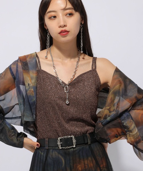 HARE（ハレ）の「カップツキラメキャミソール(HARE)（その他アンダーウェア/インナー・レディース・ブラック/ブラウン/グリーン/パープル・FREE）」の2枚目の写真