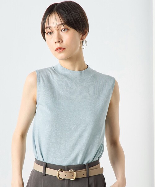 NOLLEY’S Sophi（ノーリーズソフィ）の「《手洗い可能》《アンサンブル対応》ウール混ラメノースリーブプルオーバーニット（ニット/セーター・レディース・キャメル/グレー/サックスブルー/サーモンピンク・36/38）」の3枚目の写真