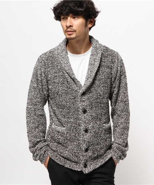 VENCEEXCHANGE（ヴァンスエクスチェンジ）の「ボアモール ショールカーディガン（カーディガン/ボレロ・メンズ・オフホワイト/シルバー/ネイビー/ブルー・LARGE/MEDIUM）」の4枚目の写真