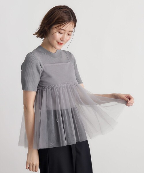 grove（グローブ）の「◆チュールキャミ×リブニットセット（その他トップス・レディース・ブラック/ナチュラル/ブルー・03/02/01/05/04）」の3枚目の写真