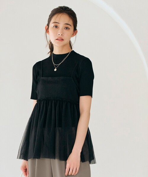 grove（グローブ）の「◆チュールキャミ×リブニットセット（その他トップス・レディース・ブラック/ナチュラル/ブルー・03/02/01/05/04）」の2枚目の写真