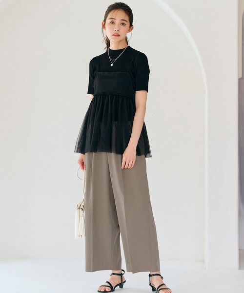 grove（グローブ）の「◆チュールキャミ×リブニットセット（その他トップス・レディース・ブラック/ナチュラル/ブルー・03/02/01/05/04）」の4枚目の写真