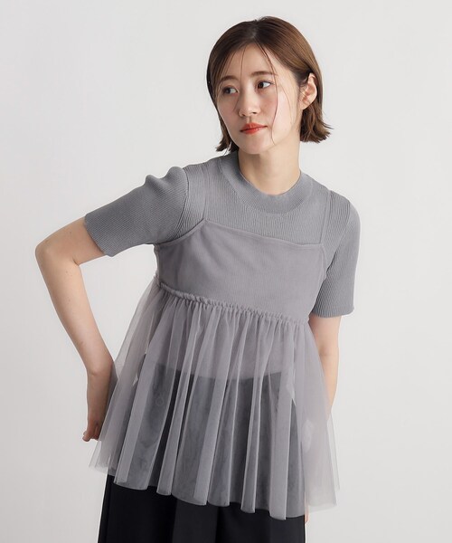 grove（グローブ）の「◆チュールキャミ×リブニットセット（その他トップス・レディース・ブラック/ナチュラル/ブルー・03/02/01/05/04）」の12枚目の写真