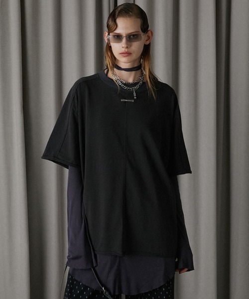 PRANK PROJECT（プランクプロジェクト）の「シアーテレコレイヤーオーバートップ / Sheer Teleco Layer Over Top（Tシャツ/カットソー・レディース・チャコールグレー/ホワイト/ブラウン・FREE）」の2枚目の写真