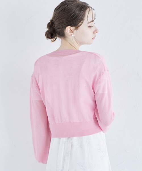 tocco closet(トッコ クローゼット)の「多種ビジュー釦シアーラメカーディガン(カーディガン/ボレロ・レディース・ピンク/グレイッシュブルー/オフホワイト・M)」の13枚目の写真