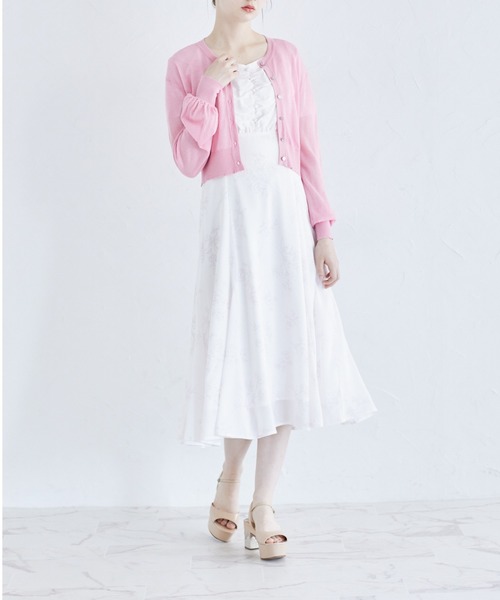 tocco closet(トッコ クローゼット)の「多種ビジュー釦シアーラメカーディガン(カーディガン/ボレロ・レディース・ピンク/グレイッシュブルー/オフホワイト・M)」の17枚目の写真