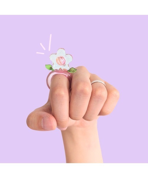 VIBGYOR(ヴィブジョー)の「【hazeleyes】おちゃめフラワーリング(Bonbonami ボンボンアミ)(MA)(リング・レディース・ピンク・FREE)」の2枚目の写真