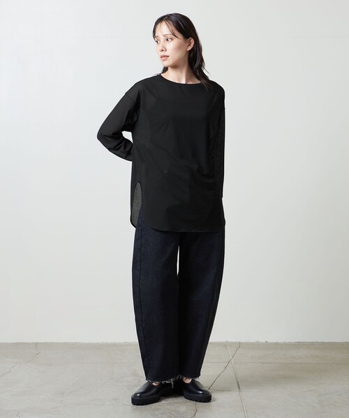 tシャツ ベロアストライプシアー ロングスリーブカットソー レディース BEAUTY＆YOUTH UNITED ARROWS tシャツ ベロアストライプシアー