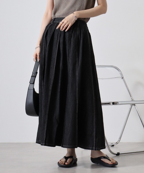 cotopone ステッチプリーツマキシデニムスカート（デニムスカート）｜FUNALIVE（ファンアライブ）