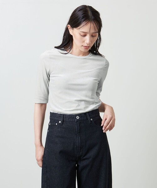 MARW UNITED ARROWS（マルゥ ユナイテッドアローズ）の「＜MARW UNITED ARROWS＞ベロア Tシャツ（Tシャツ/カットソー・レディース・ブラック/ライトグレー/ダークグレー・FREE）」の4枚目の写真