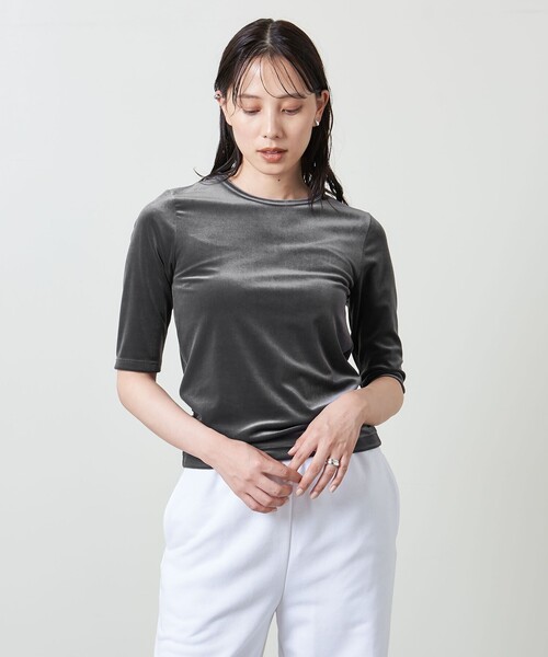 MARW UNITED ARROWS（マルゥ ユナイテッドアローズ）の「＜MARW UNITED ARROWS＞ベロア Tシャツ（Tシャツ/カットソー・レディース・ブラック/ライトグレー/ダークグレー・FREE）」の10枚目の写真
