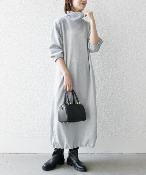 SHIPS any<手洗い可能>ラメ裏毛ハイネックドロストワンピース◆ライトグレ セール】SHIPS any:〈手洗い可能〉ラメ 裏毛 ハイネック ドロスト